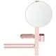Spiegelhalterung in Rose mit rundem Spiegel und Ablagefläche, gefertigt von Ideal Standard. Die Konstruktion bietet Stauraum und eine praktische Spiegelaufhängung.